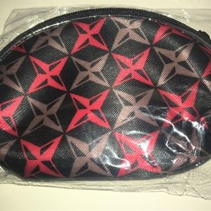 Mini Key Chain Zip Coin ID Purse Red Star Print